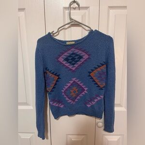 Roebuck & Co Geometric Pattern Sweater y2k Girls sz 12